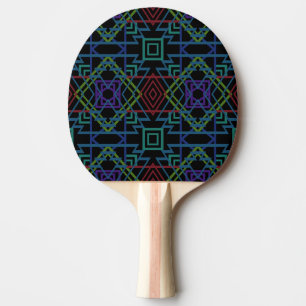 Southwestern Symmetrical Tiled Pattern Line Art Ping Pong Paddle