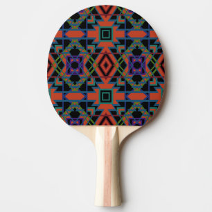 Southwestern Symmetrical Tiled Pattern Line Art Ping Pong Paddle