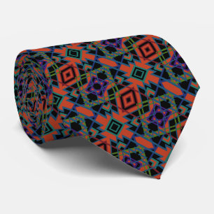 Southwestern Symmetrical Tiled Pattern Line Art Tie