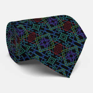 Southwestern Symmetrical Tiled Pattern Line Art Tie