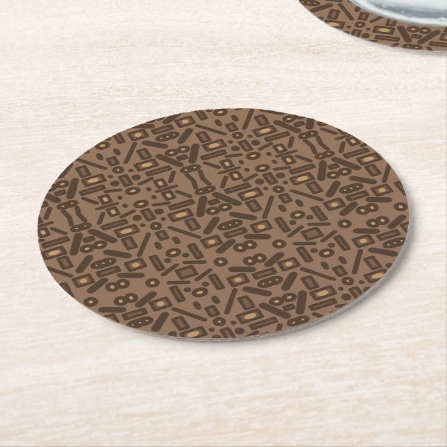 Southwestern Tribal Abstract Pattern Art Design  Round Paper Coaster (Angled)