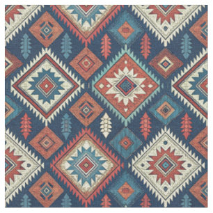 Southwestern Tribal Aztec Geometric Textile Design Fabric