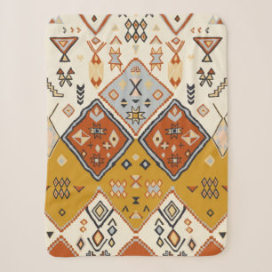 Southwestern Tribal Geometric Folk Art Pattern Sherpa Blanket