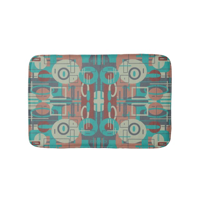 Southwestern Tribal Geometric Shapes Abstract Art Bath Mat (Front)