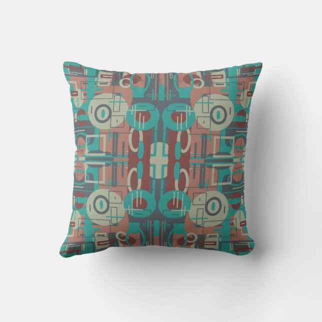 Southwestern Tribal Geometric Shapes Abstract Art Cushion (Back)