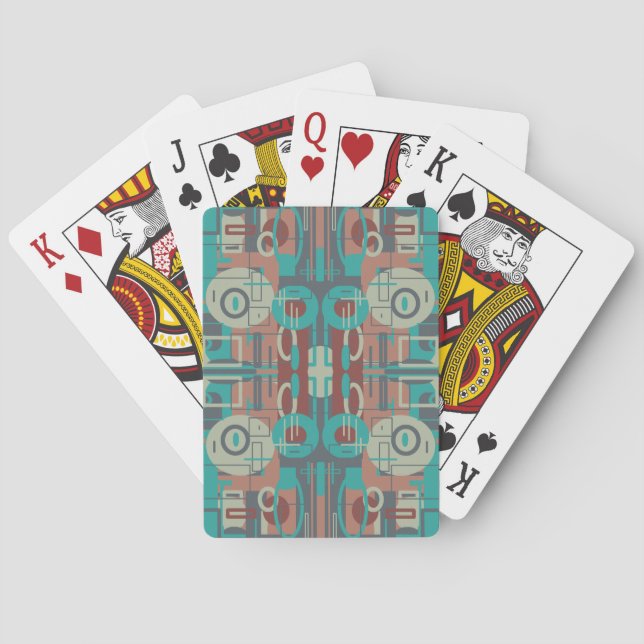 Southwestern Tribal Geometric Shapes Abstract Art Playing Cards (Back)