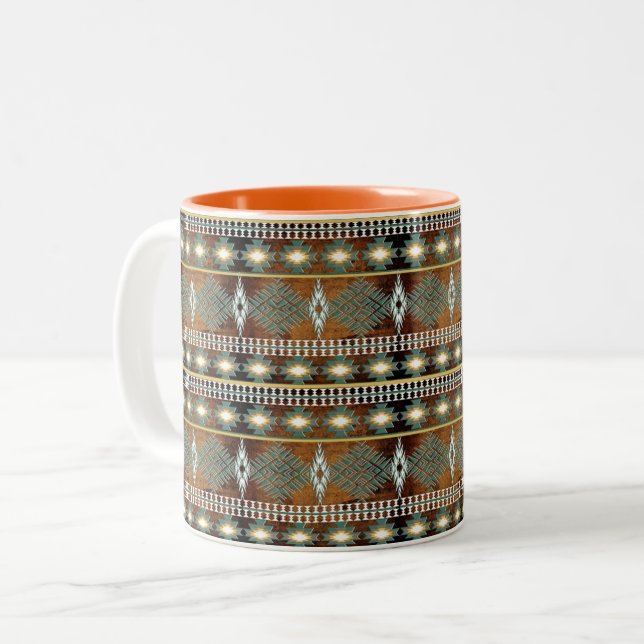 Southwestern tribal pattern coffee mug (Front Left)
