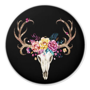 Southwestern Tribal Skull 3 Ceramic Knob