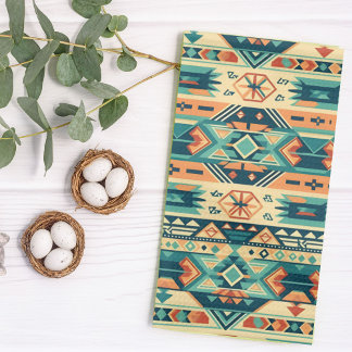 Southwestern Tribal Turquoise Tea Towel
