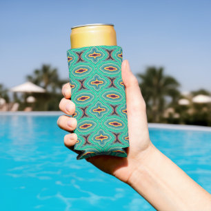 Southwestern Tropical Boho Chic Geode Pattern Art Seltzer Can Cooler