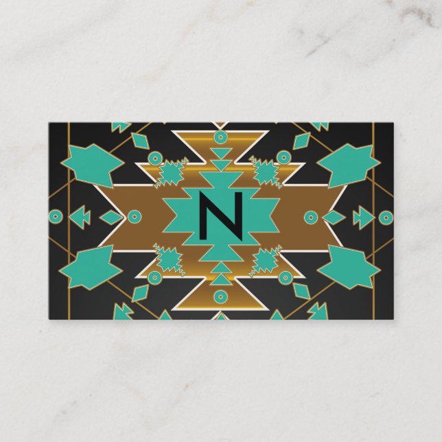 Southwestern Turquoise Colour Block Business Card (Front)