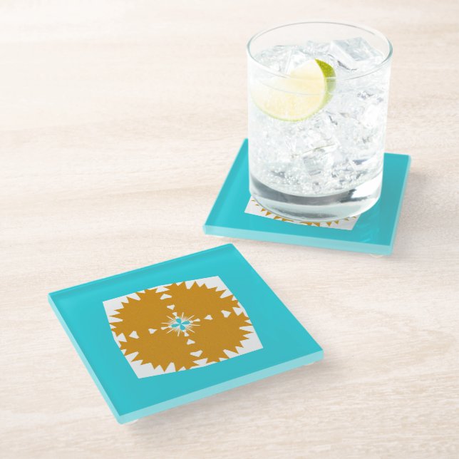 Southwestern Vibes Multi-Colour Pattern Glass Coaster (Angled)