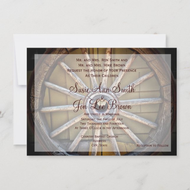 Southwestern Wagon Wheel Wedding Invitations (Front)