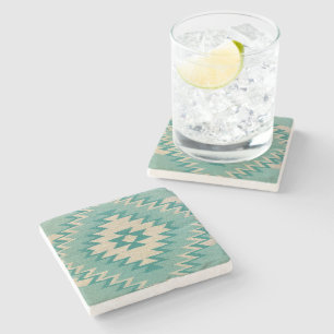 Southwestern Weave Teal Stone Coaster