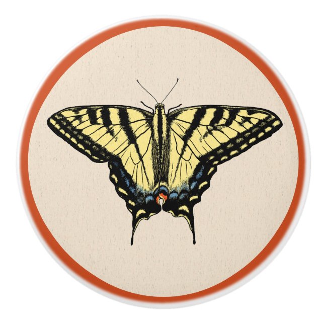Southwestern Yellow Swallowtail Butterfly  Ceramic Knob (Front)