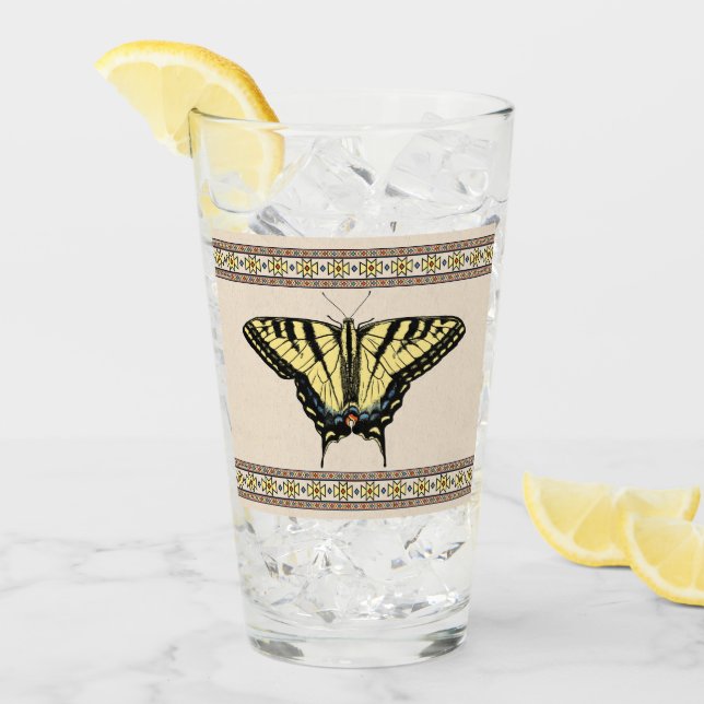 Southwestern Yellow Swallowtail Butterfly Glass (Front Ice)