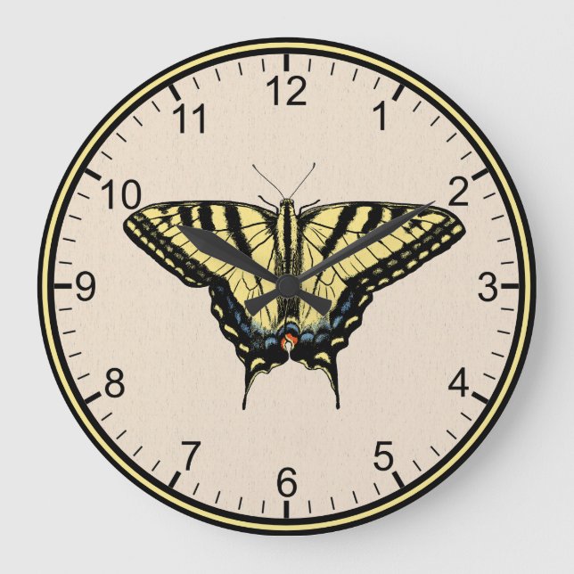 Southwestern Yellow Swallowtail Butterfly  Large Clock (Front)