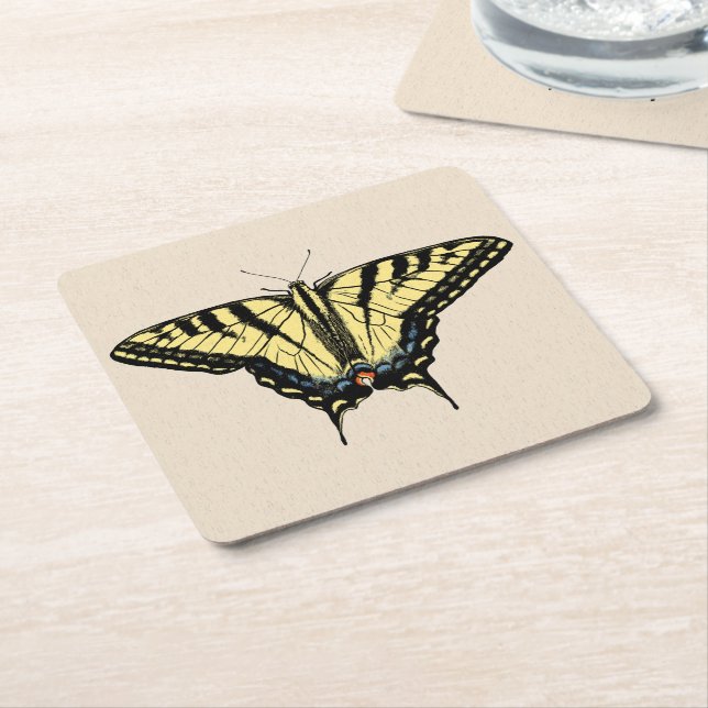 Southwestern Yellow Swallowtail Butterfly   Square Paper Coaster (Angled)