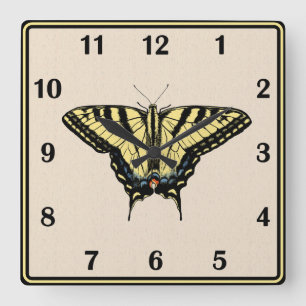 Southwestern Yellow Swallowtail Butterfly Square Wall Clock