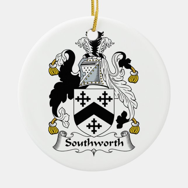 Southworth Family Crest Ceramic Tree Decoration (Front)