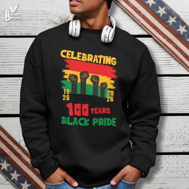 Souvenir Centenary Black History Month  Sweatshirt (Stylish Black History Month sweatshirt celebrating centenary with brushstrokes and power fists)