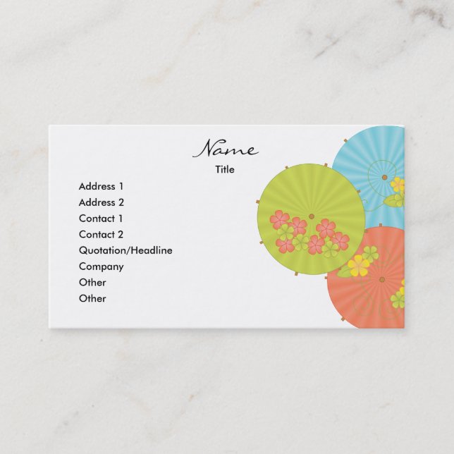 Souvenir Drink Umbrellas Business Card (Front)