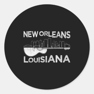 Souvenir New Orleans Guitar Music Louisiana New Or Classic Round Sticker