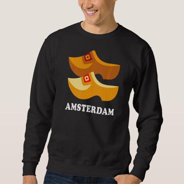 Souvenirs From Netherlands Wooden Clogs Amsterdam  Sweatshirt (Front)