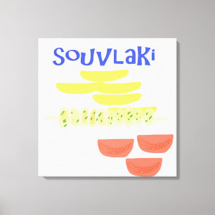 souvlaki greek food painting art canvas print