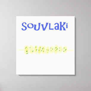 souvlaki greek food painting art canvas print