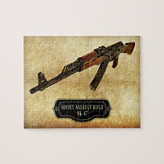 Soviet Assault Rifle AK-47 Gun Print Jigsaw Puzzle (Horizontal)