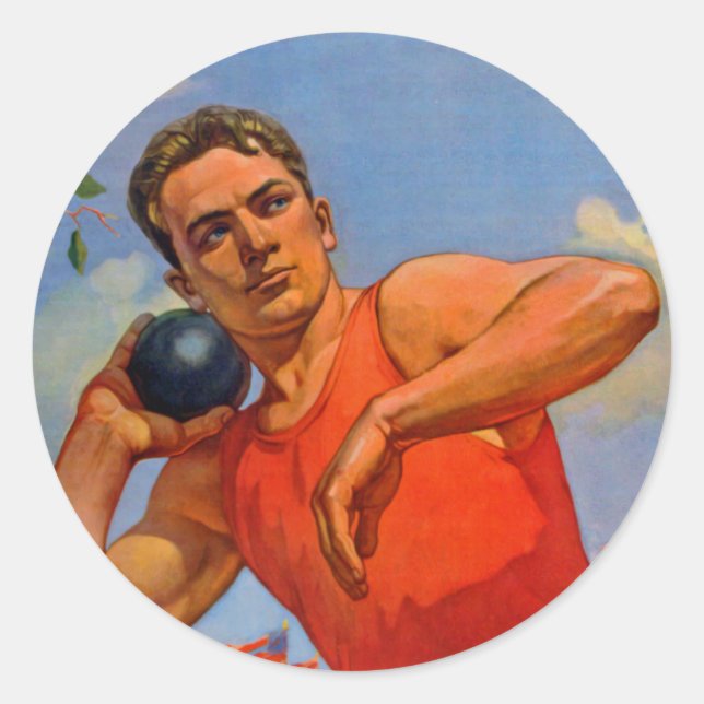 Soviet Athletic Propaganda Classic Round Sticker (Front)