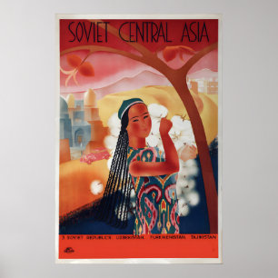 Soviet Central Asia Intourist Travel Poster –