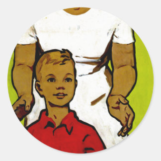 Soviet Family Propaganda Classic Round Sticker