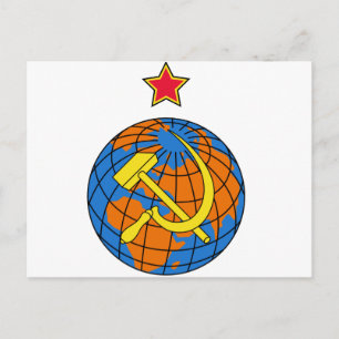 Soviet Hammer & Sickle and Earth Postcard