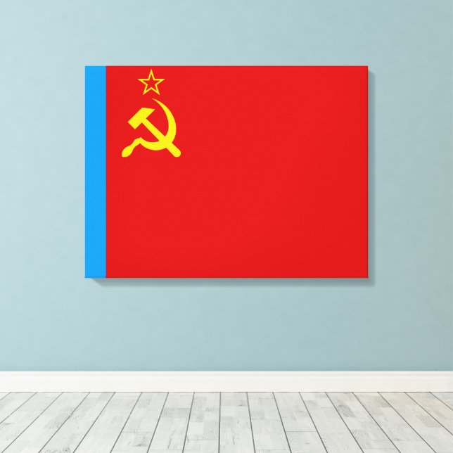 Soviet Russia Flag, USSR, CCCP, Communism, Lenin Canvas Print (Insitu(Wood Floor))