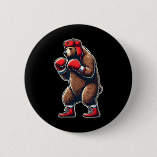 Soviet Russian Boxing Bear  6 Cm Round Badge