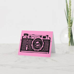 Soviet Russian Camera - Black on Pink Card