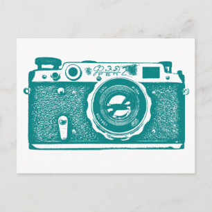 Soviet Russian Camera - Med Dk Cyan Postcard