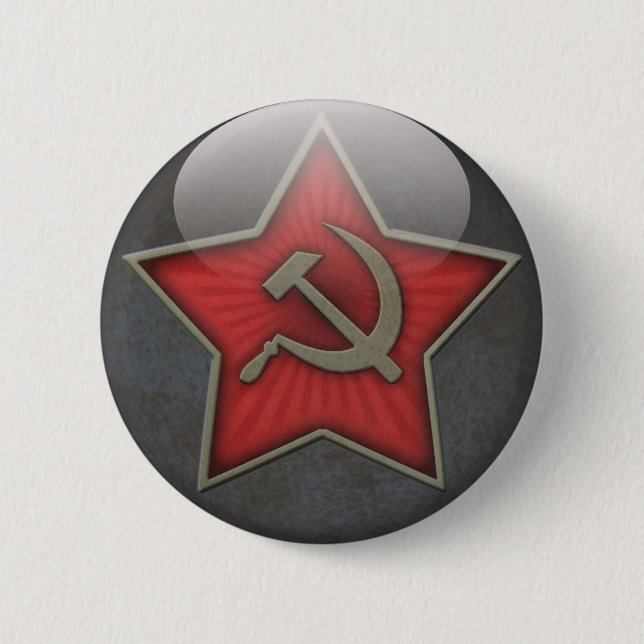 Soviet Star Hammer and Sickle 6 Cm Round Badge (Front)