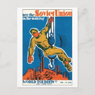 Soviet Union In The Making Travel Poster Postcard