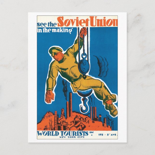 Soviet Union In The Making Travel Poster Postcard (Front)