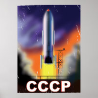 Soviet Union Retro Space Rocket Poster
