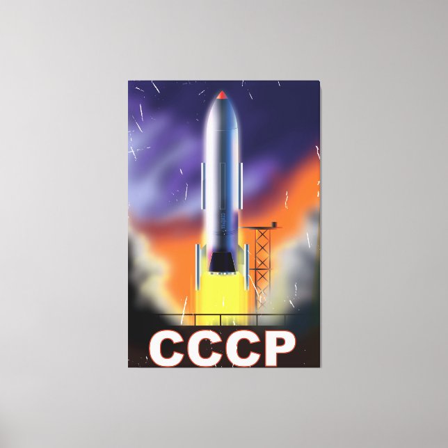 Soviet Union Retro Space Rocket Poster Canvas Print (Front)