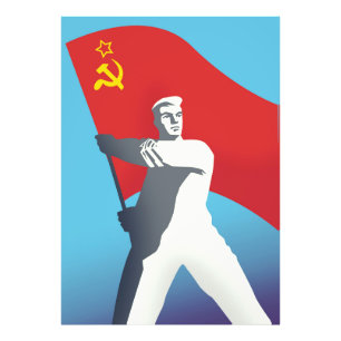 Soviet Union Worker Vintage Art print. Photo Print