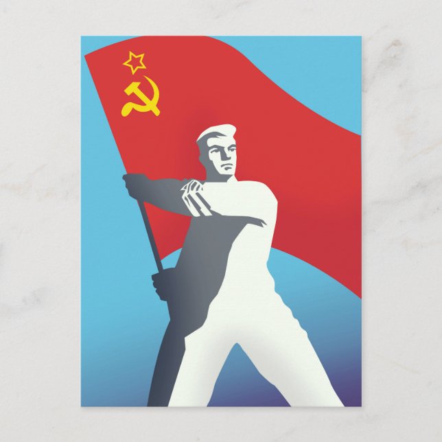 Soviet Union Worker Vintage Art print. Postcard (Front)
