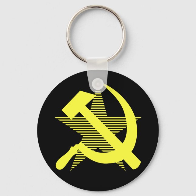 Soviet Yellow Hammer & Sickle Key Ring (Front)