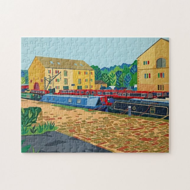 Sowerby Bridge Canal Basin Art Jigsaw Puzzle (Horizontal)