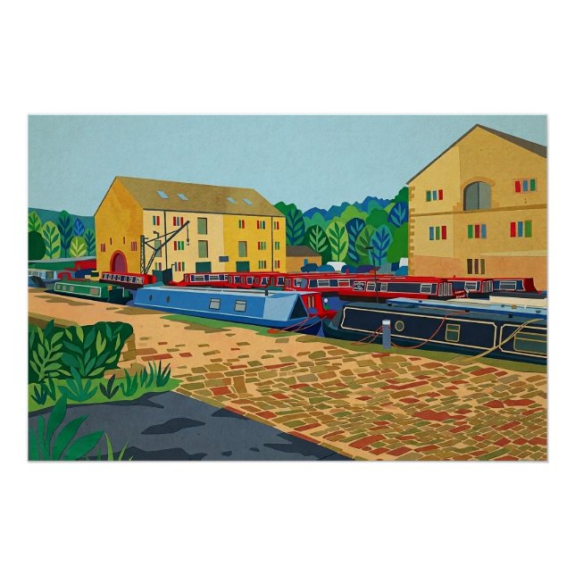 Sowerby Bridge Canal Basin Art Poster (Front)