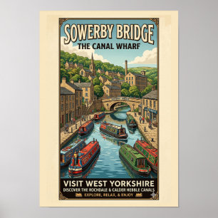 Sowerby Bridge Canal Wharf Travel Poster